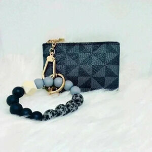 Lorraine Zippered Card Coin Case in Dark Gray